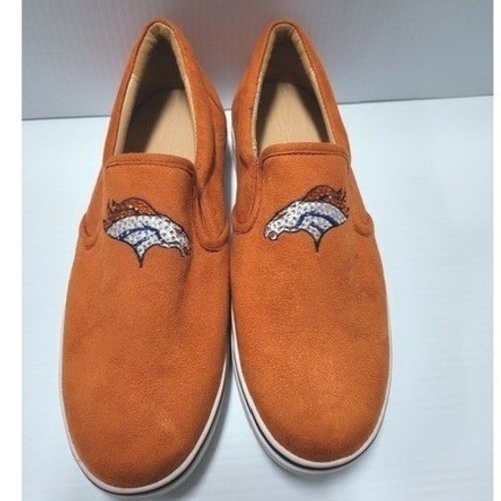 Denver Broncos Slip On Shoes Orange Team Logo Casual Sneakers